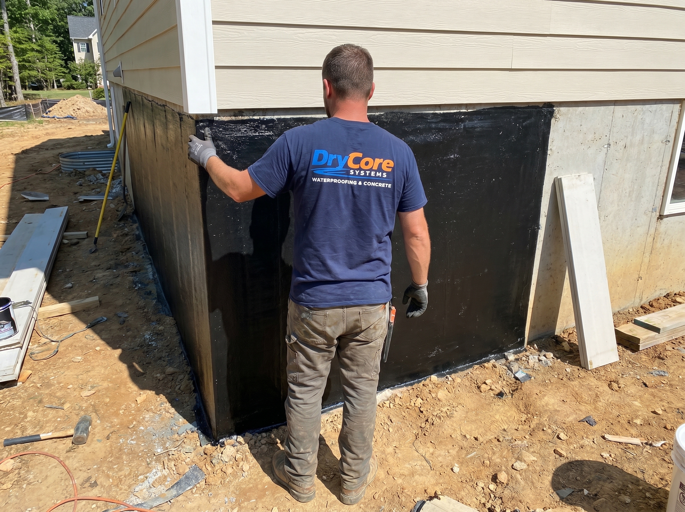 Exterior waterproofing excavation